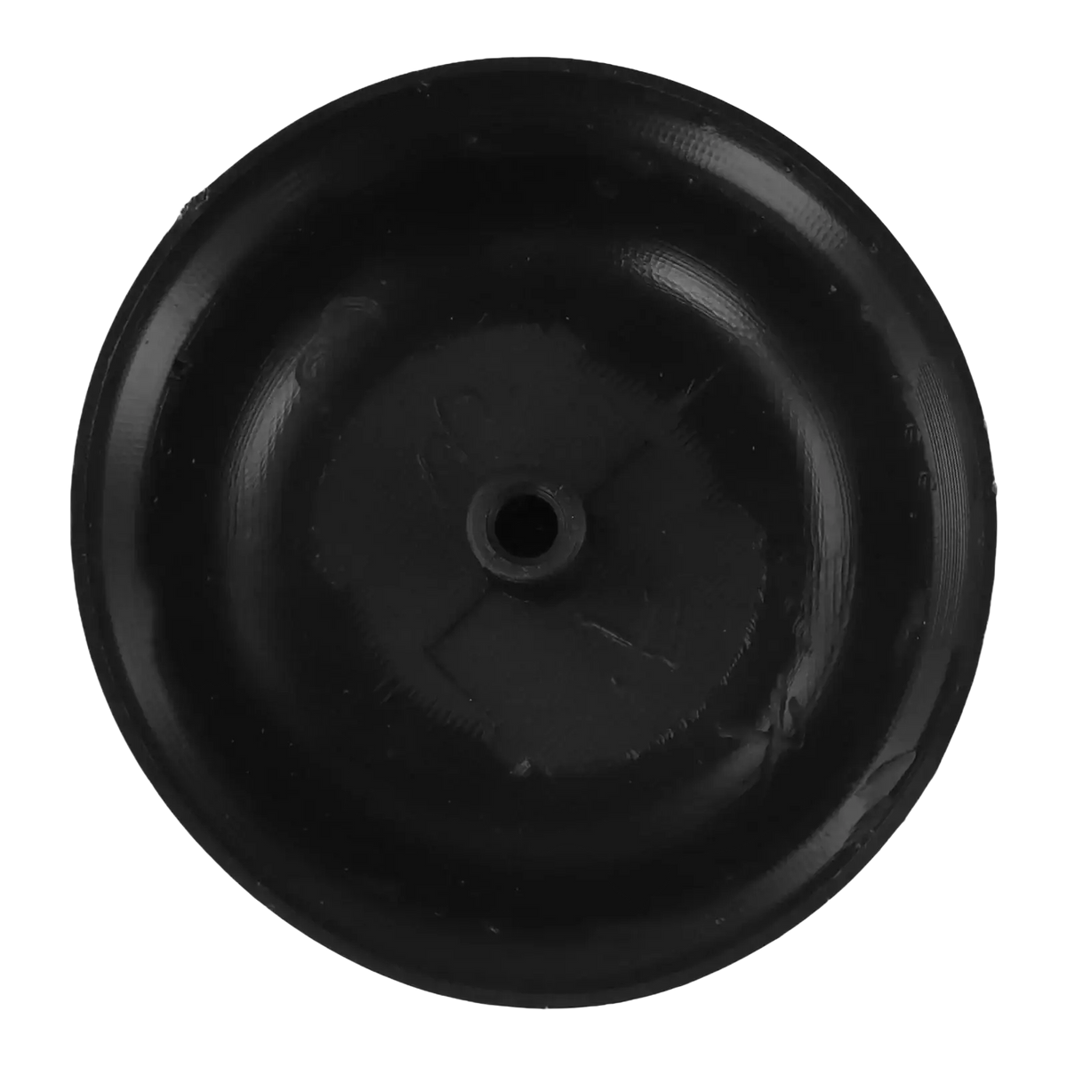 Black rubber wheel with central hole for patio umbrella replacement hat made of black plastic for outdoor patio use