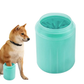 Teal plastic size mini paw cleaner brush cup with internal silicone bristle brush for dog foot washing