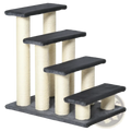 Beige and black pawhut 4-step cat stairs with sisal wrapped posts and four ascending platforms for scratching and climbing