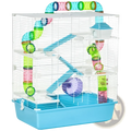 Colorful pawhut 5 tier hamster cage with transparent plastic tunnels and a blue base for small pets housing