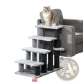 Gray Pawhut four step cat tree with soft carpeted steps and scratching posts for pet climbing and scratching