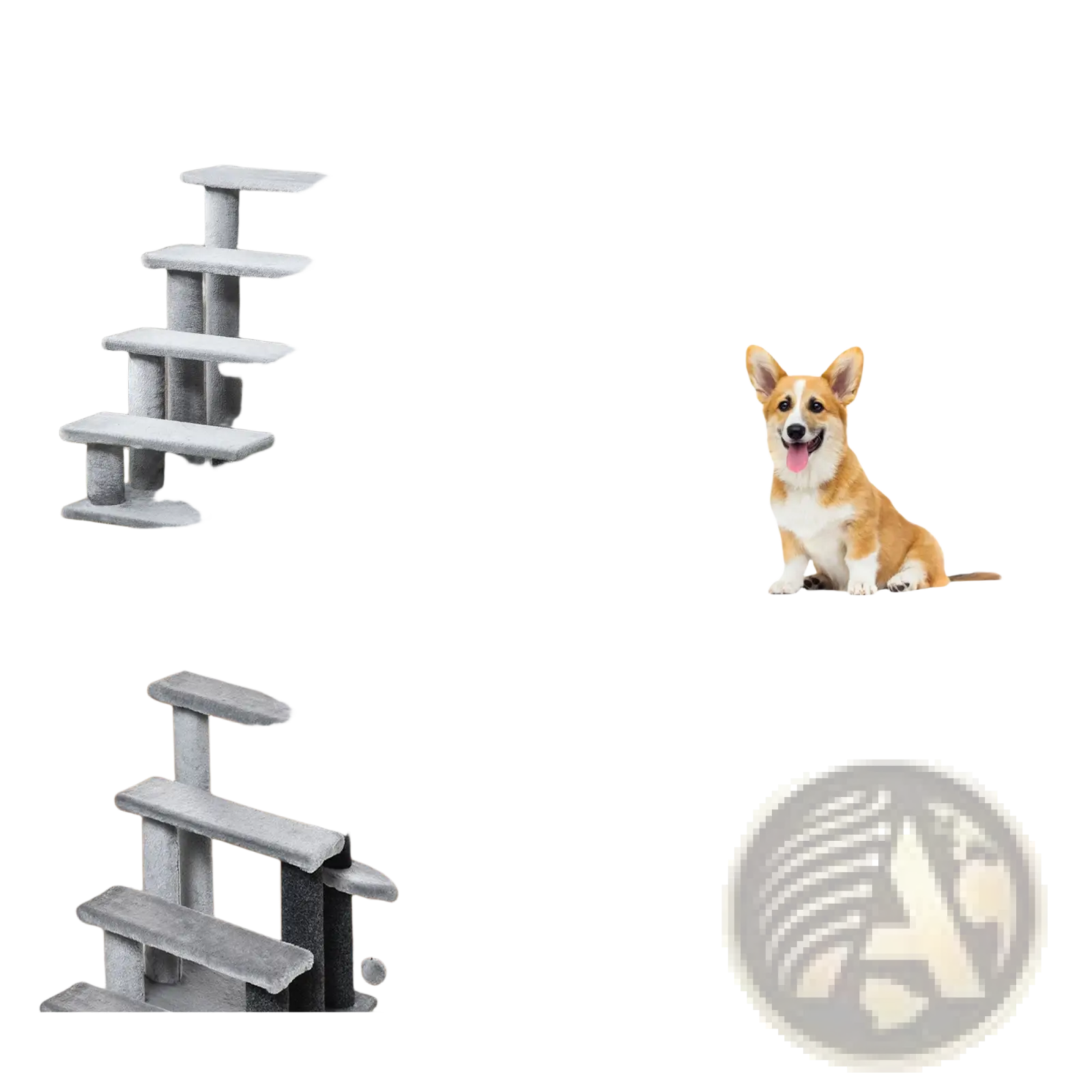 Pawhut gray four step cat tree with textured carpeted gray and black stair climber for easy climbing and scratching