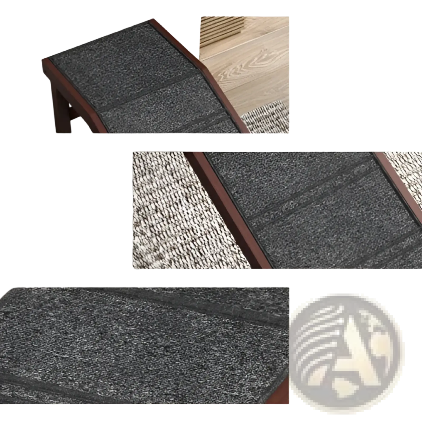 Pawhut wooden dog ramp with dark gray anti-slip polyester carpet and wooden frame for pet accessibility