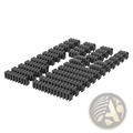 Black plastic cable management clips arranged in rows for pc cable comb set acrylic wire management tool