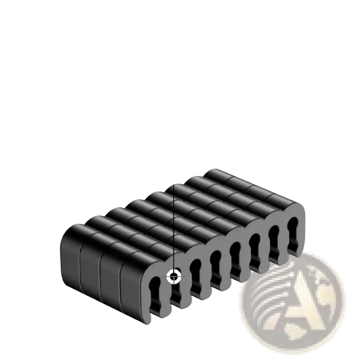 Pc cable comb set with black cylindrical magnetic clasps featuring smooth acrylic wire management tool surface