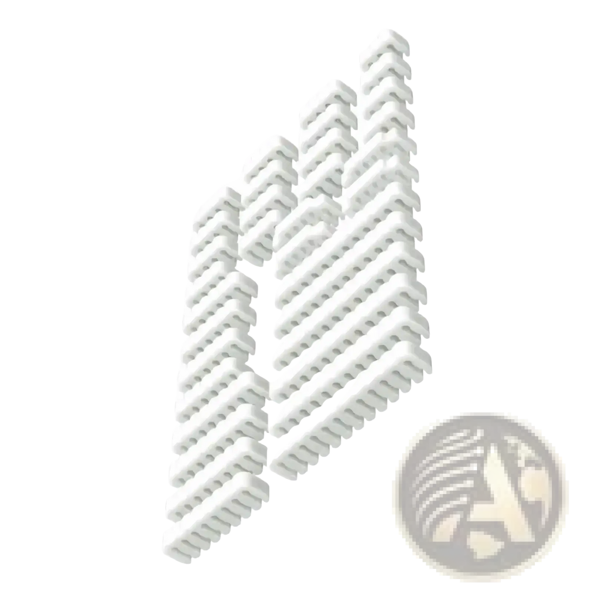 White plastic acrylic pc cable comb set with interlocking connector pieces for modular wire management structures