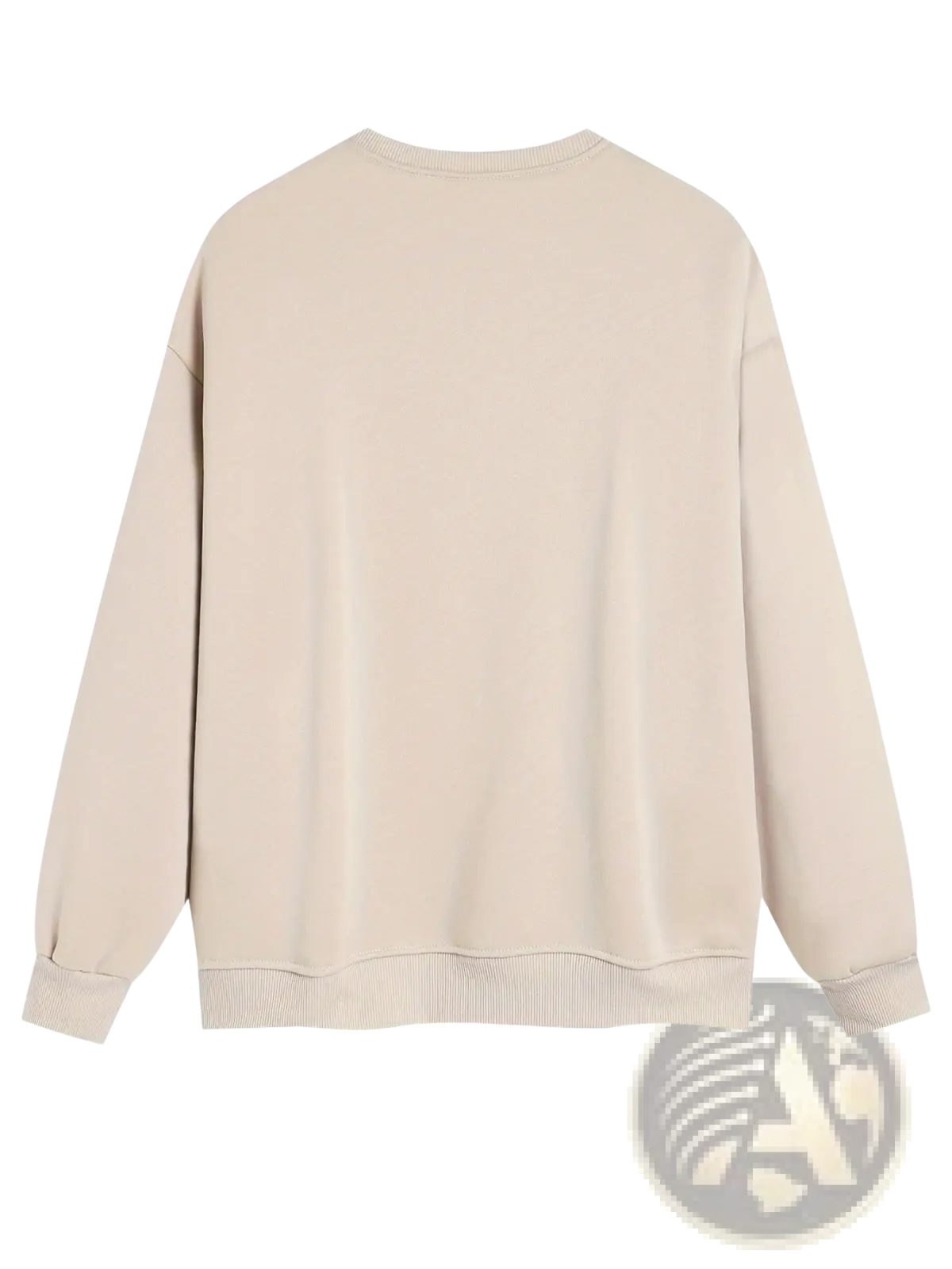 Beige oversized crewneck sweatshirt with ribbed cuffs and hem from the Peachy Print cream collection