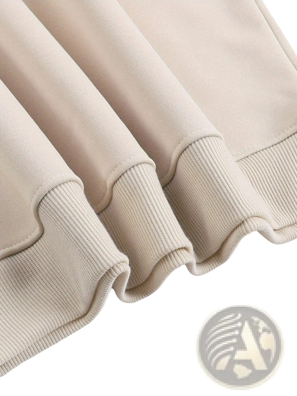 Beige cotton peachy print oversized cream sweatshirt with ribbed cuffs for casual wear