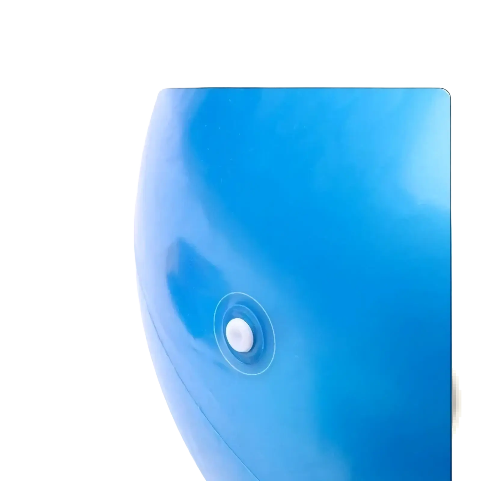 Blue inflatable peanut exercise ball with white valve and leak-proof pores for pregnancy and labor support