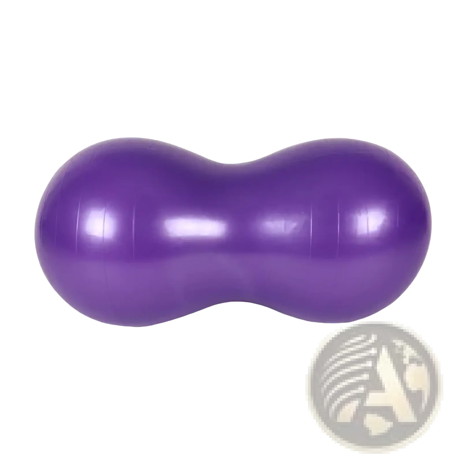 Purple peanut exercise ball with glossy smooth surface designed for pregnancy and labor support