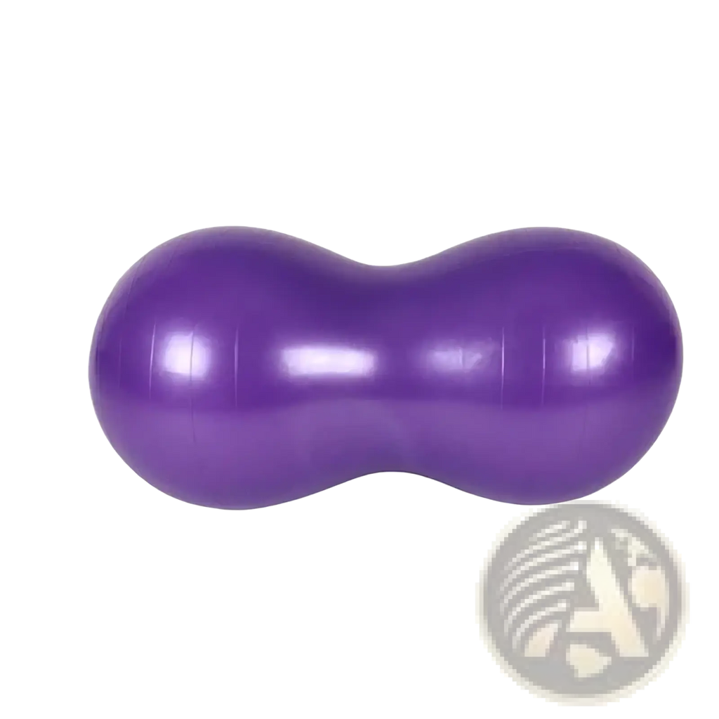 Purple peanut exercise ball with glossy smooth surface and anti slip texture for pregnancy and labor support