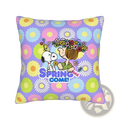 Purple Peanuts Snoopy Valentine pillow cover featuring colorful floral pattern with Snoopy Woodstock and spring has come text