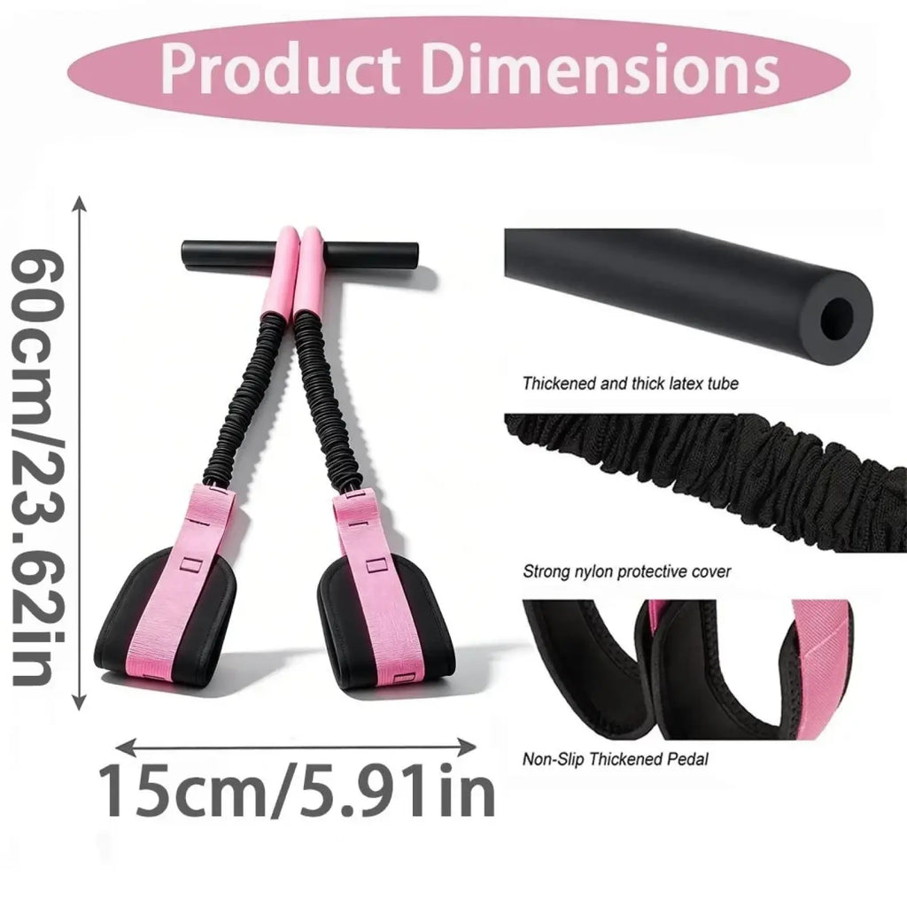 Pedal resistance band fitness equipment with pink and black thickened latex tube and nylon protective cover