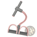 Pedal resistance band home workout equipment in pink and gray with ergonomic handles for efficient exercise