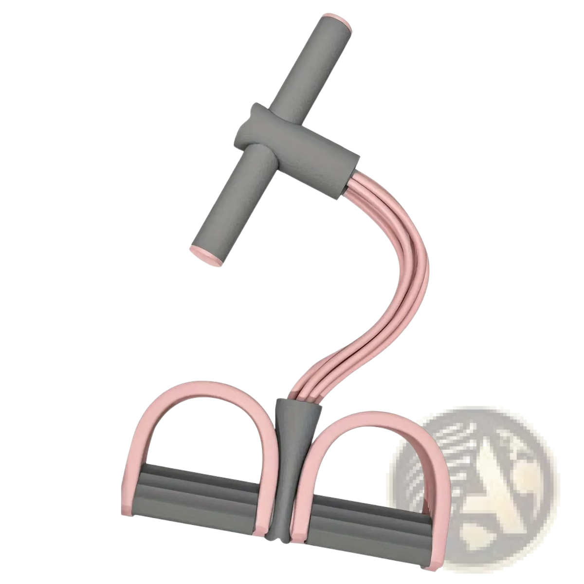 Pedal resistance band home workout equipment in pink and gray with ergonomic handles for efficient exercise