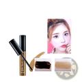 Brown eyebrow gel in sleek black and gold tube with fine brush applicator from peel off eyebrow tattoo tint waterproof gel kit