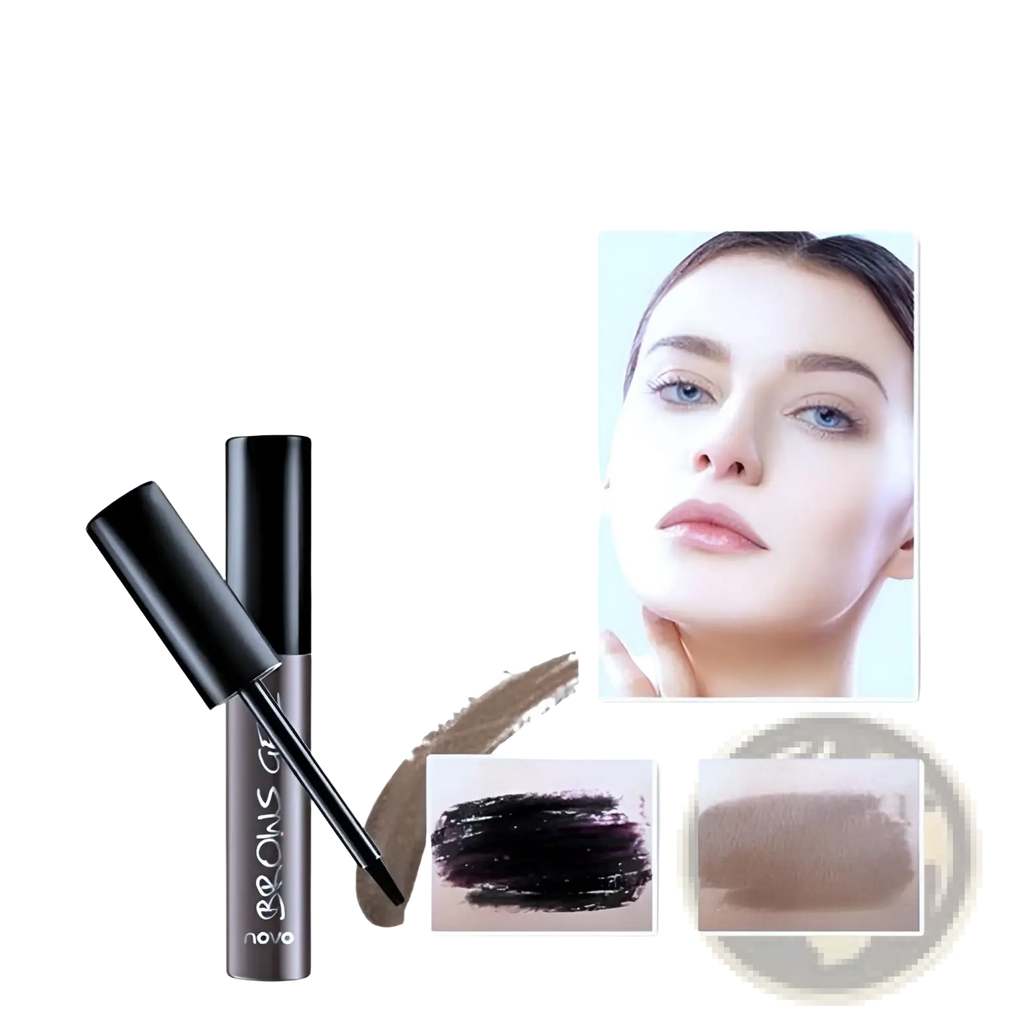 Gray black eyebrow gel in a matte-finish tube with applicator from peel off eyebrow tattoo tint waterproof gel kit