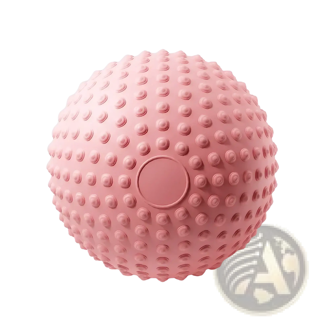 Pelvic floor massage ball in soft pink with textured raised bumps and smooth center for postpartum shaping use