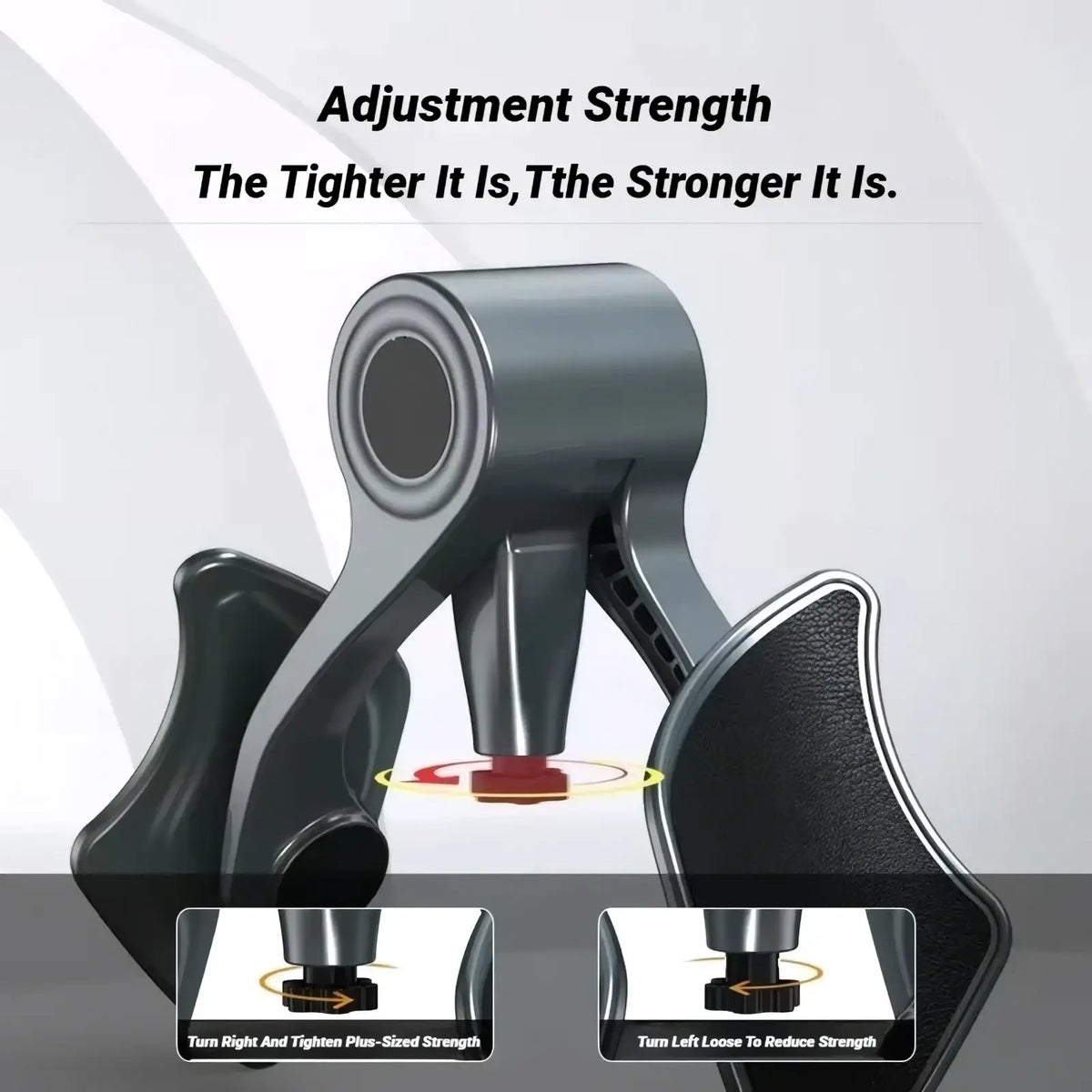 Black and silver adjustable strength grip with textured handles for enhanced control pelvic floor muscle trainer and buttock exerciser