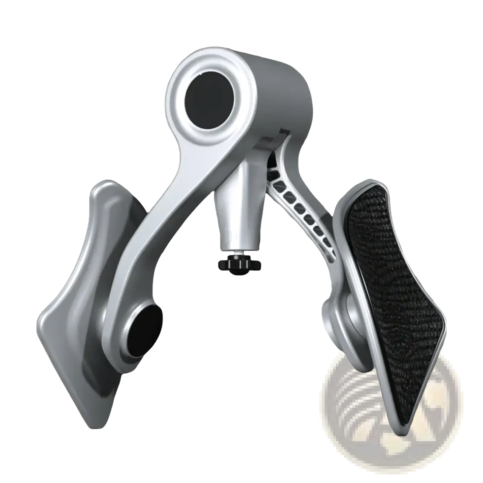 Silver and black adjustable pelvic floor muscle trainer with textured grip surfaces for smart kegel exercise