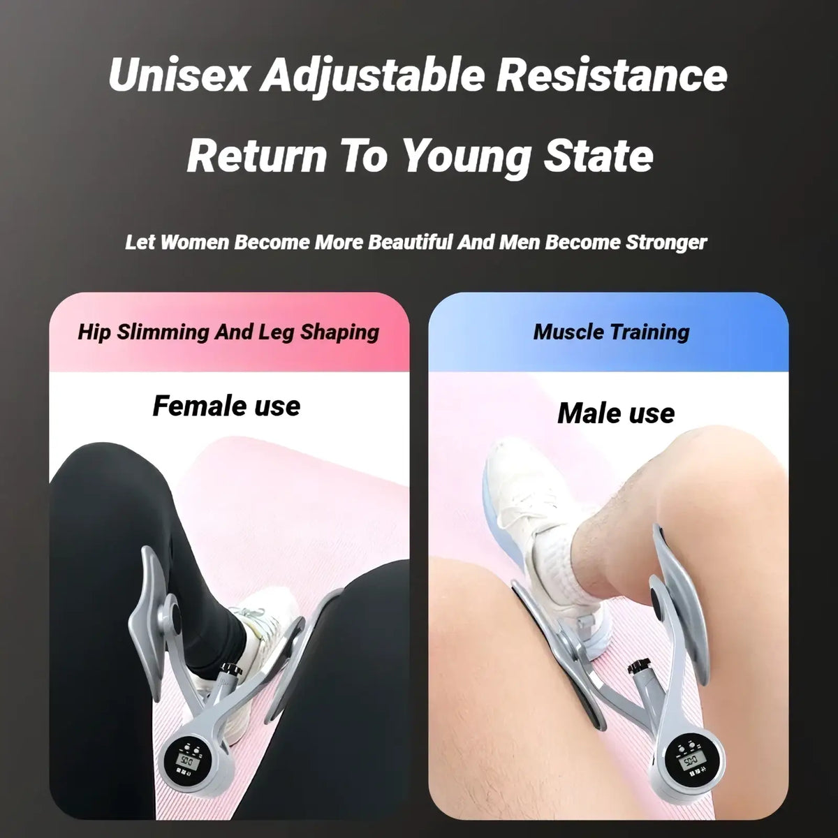 Silver adjustable resistance pelvic floor muscle trainer smart kegel exerciser for hip slimming and leg shaping