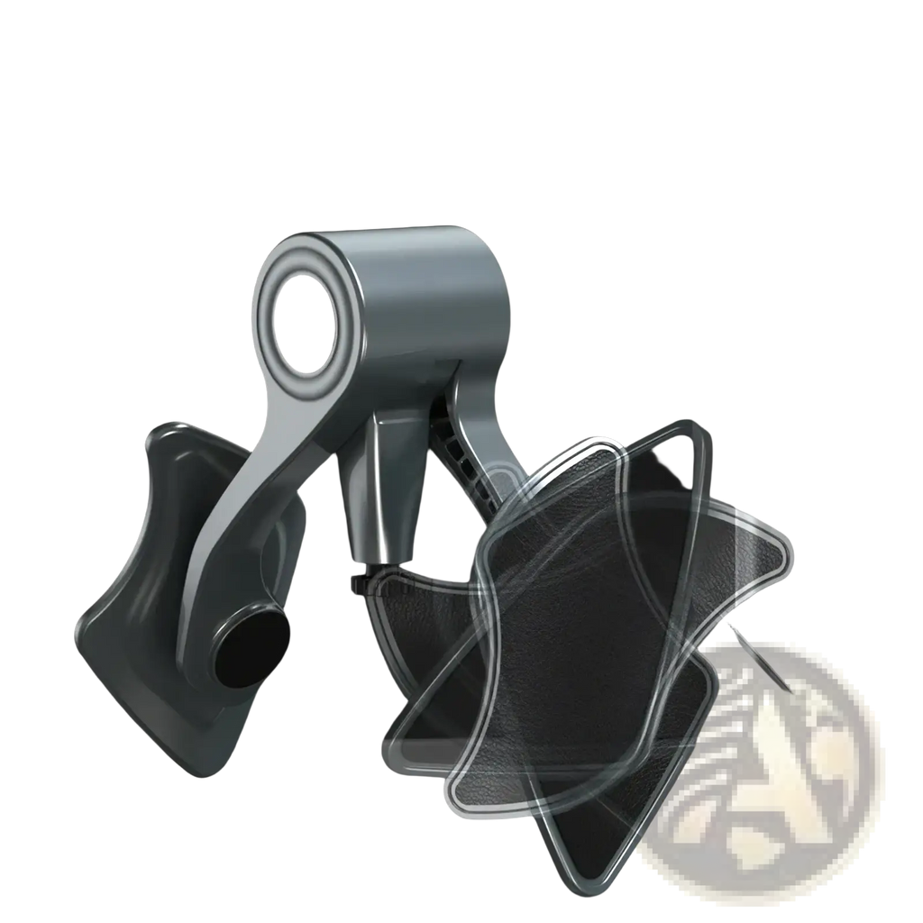 Gray metallic adjustable baffle with transparent mesh inserts for pelvic floor muscle trainer and thigh exerciser