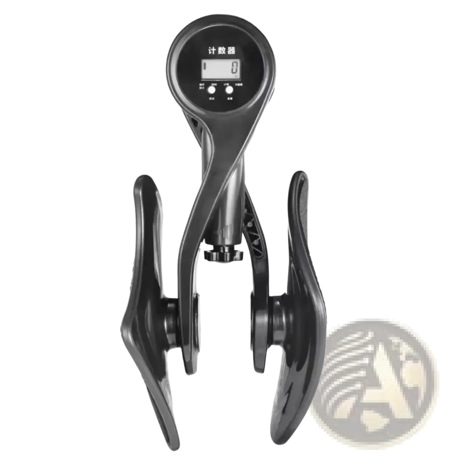 Black digital pelvic muscle trainer and hip exerciser with sleek ergonomic design and adjustable handles for leg workouts