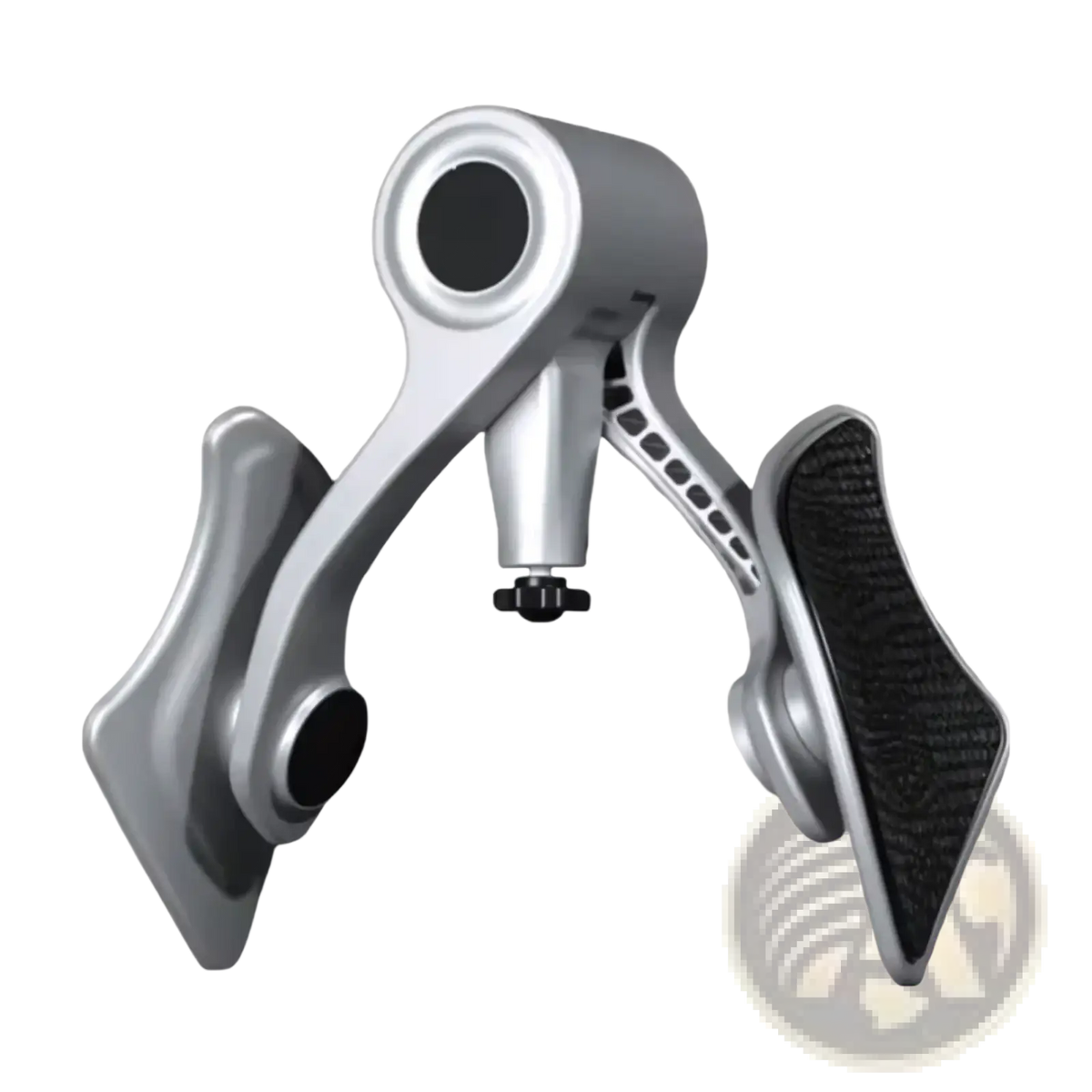 Silver and black bicycle pedal with textured grip for pelvic muscle trainer and hip exerciser for men