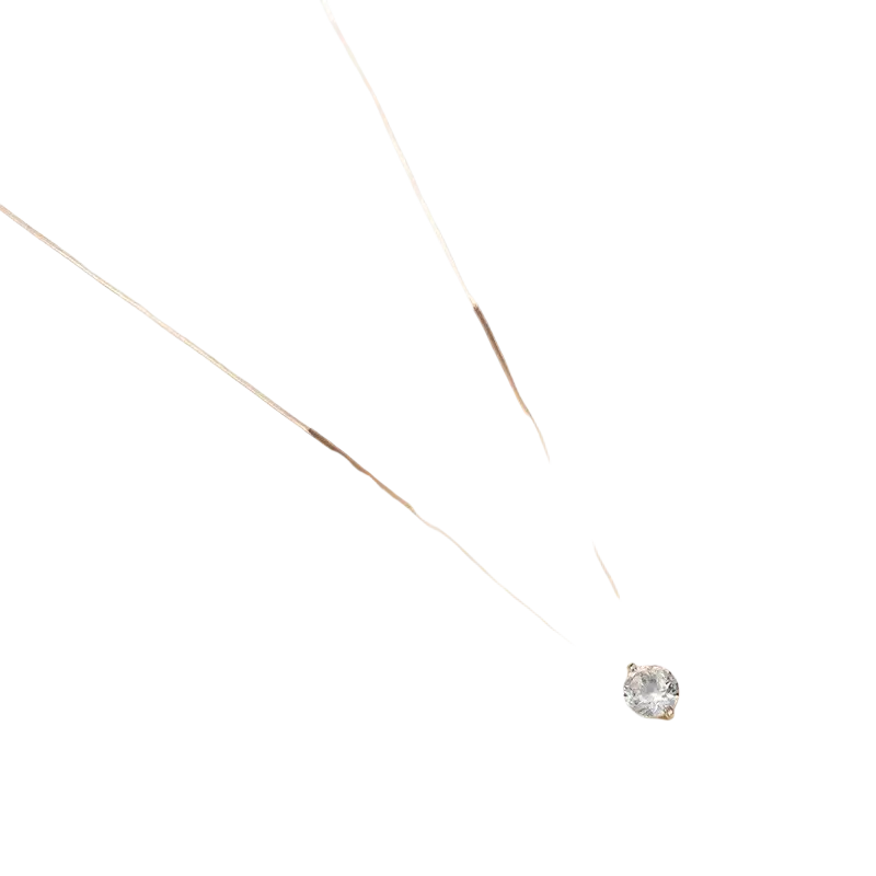 A delicate silver chain pendant necklace with a simple round single sparkling round single rhinestone choker