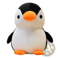 Adorable black-and-white penguin plush toy with bright orange beak and feet made of soft fabric for kids and teens