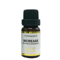 A small amber glass bottle with black cap and white gold-trimmed label for penis enlargement essential oil mk