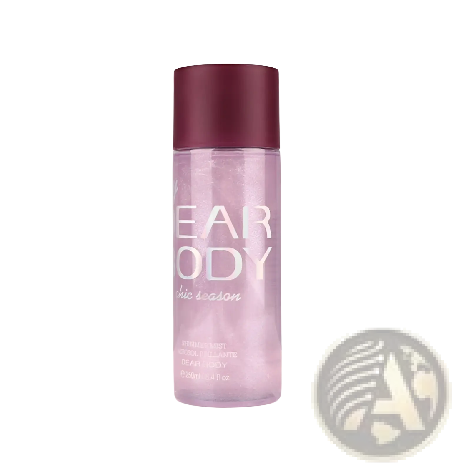 A translucent lavender perfume essential oil bottle with a matte burgundy cap from bear body chic season collection