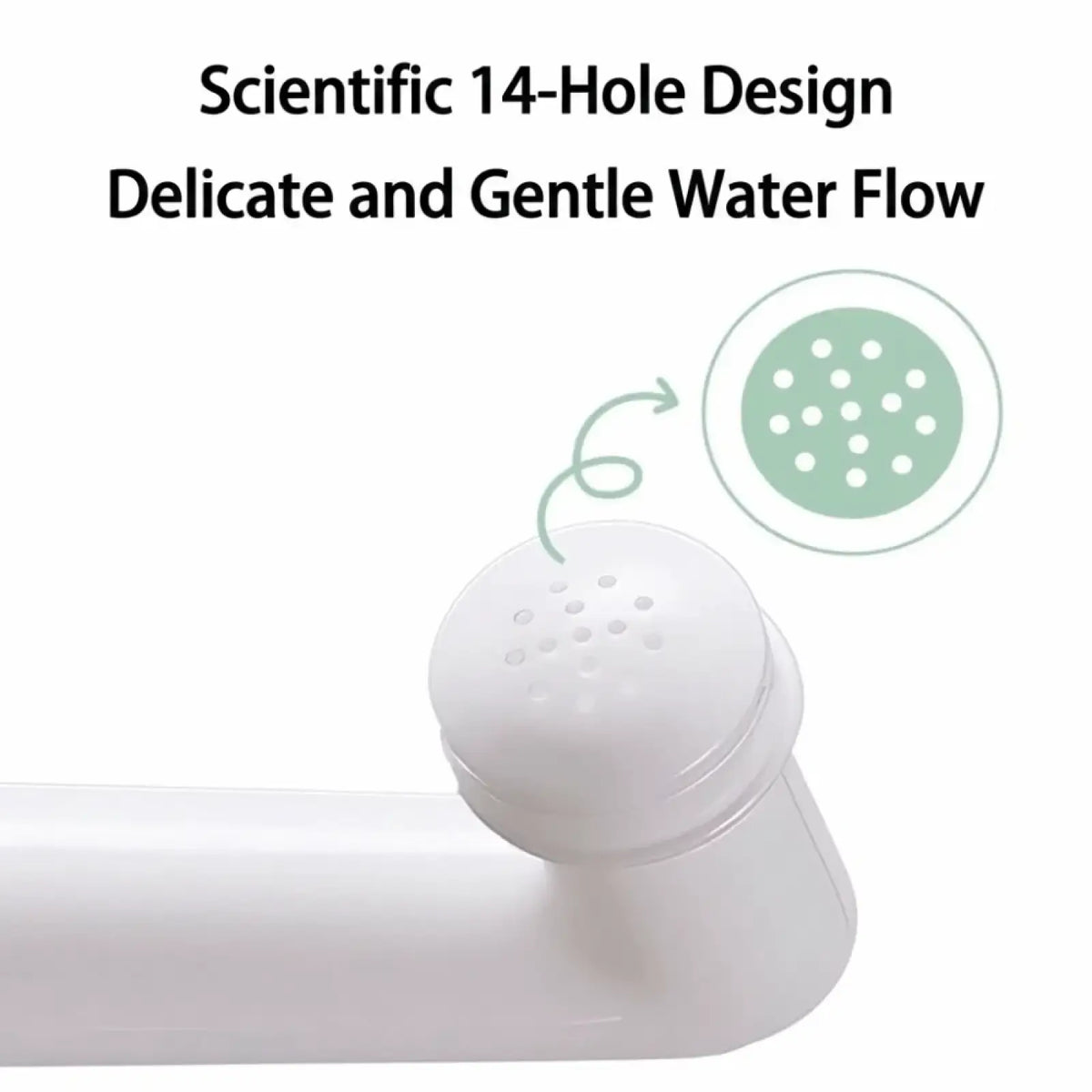 White plastic peri bottle showerhead with 14-hole scientific design for gentle postpartum perineal cleansing