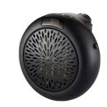 Black circular personal heater with perforated grille compact electric air heater for living room use