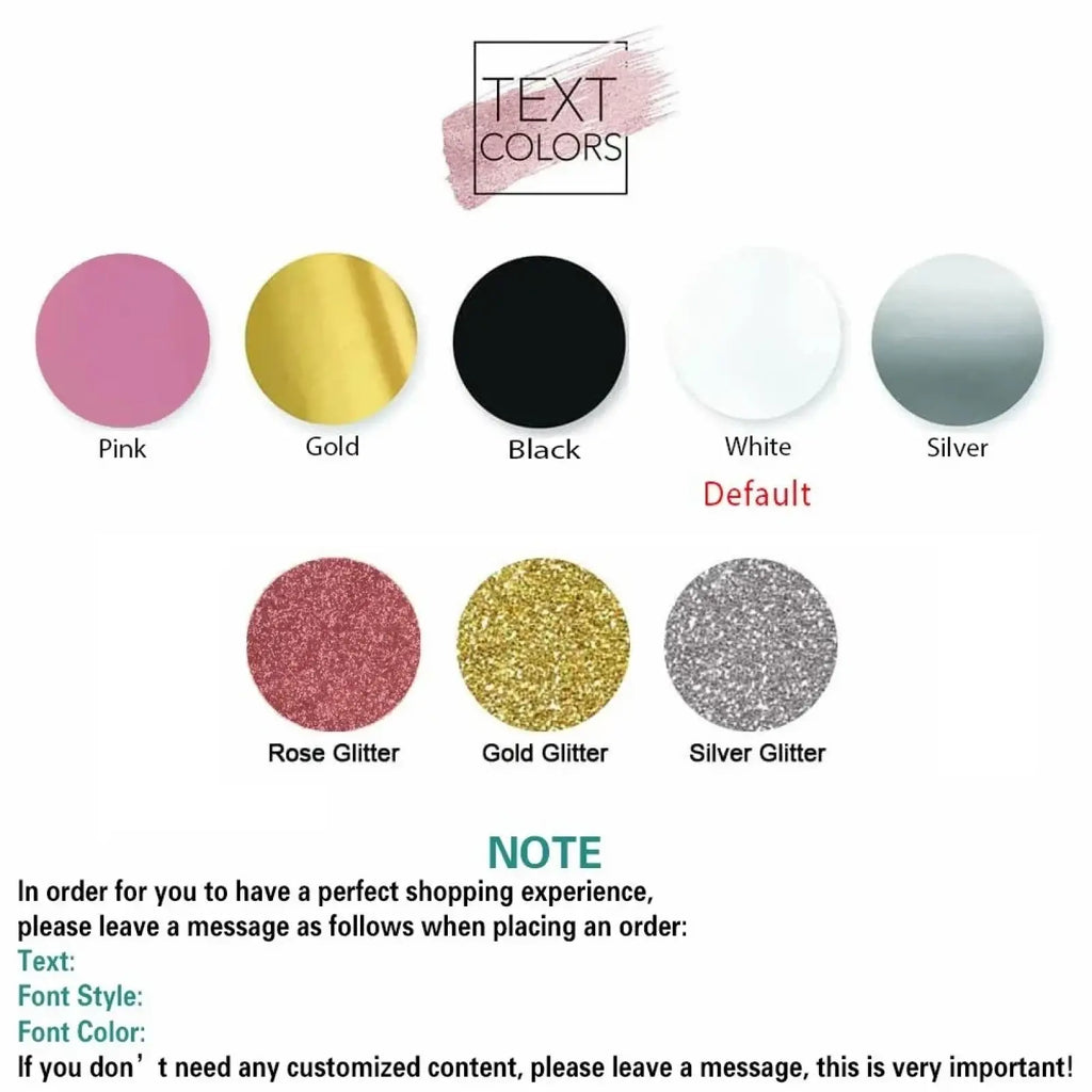 Personalised makeup bag custom pu cosmetic pouch showcasing text color options including solid and glitter finishes