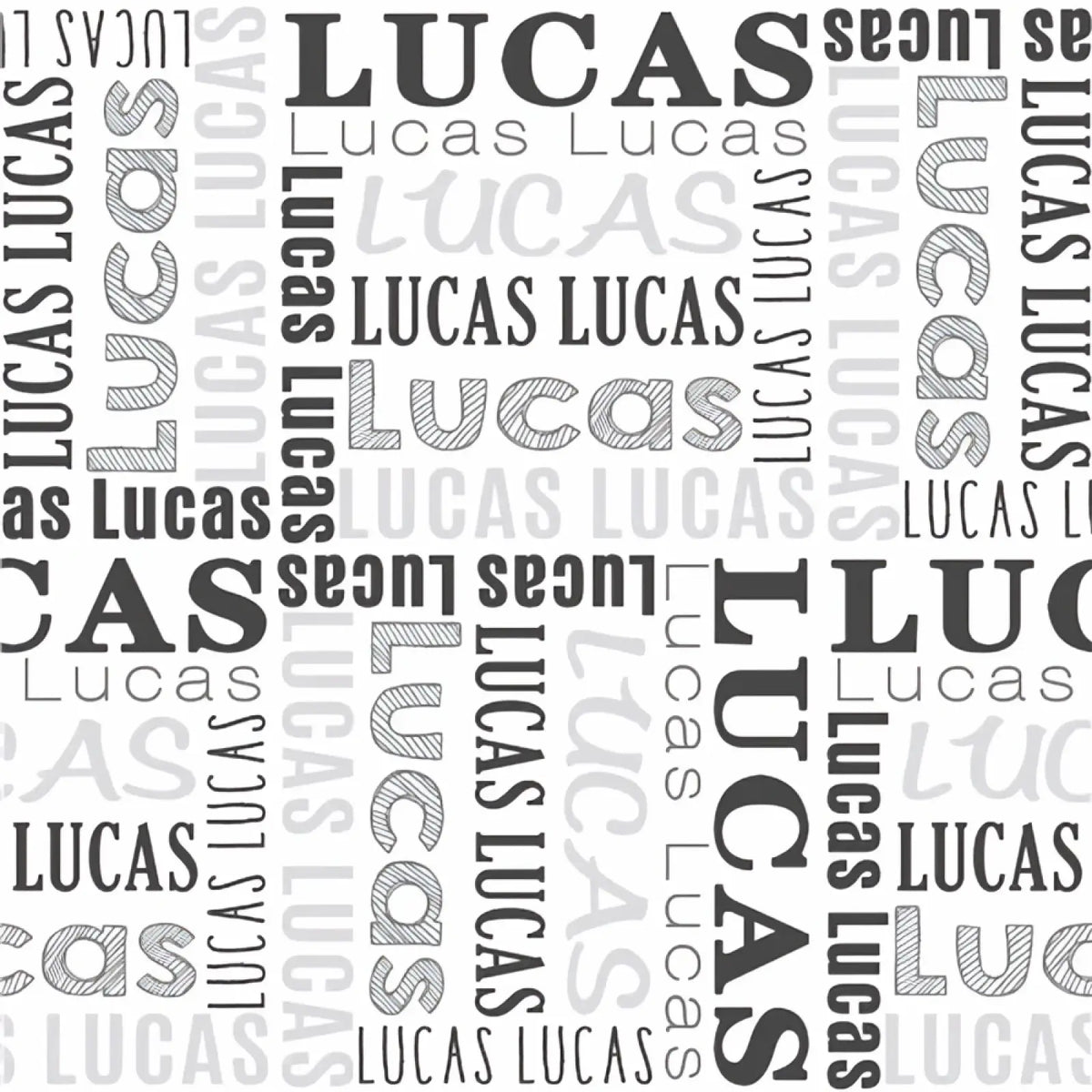 Personalized baby swaddle blanket fleece with black and gray lucas text pattern for newborns