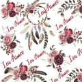Personalized baby swaddle blanket fleece featuring a delicate dreamcatcher with pink and burgundy roses and natural feathers