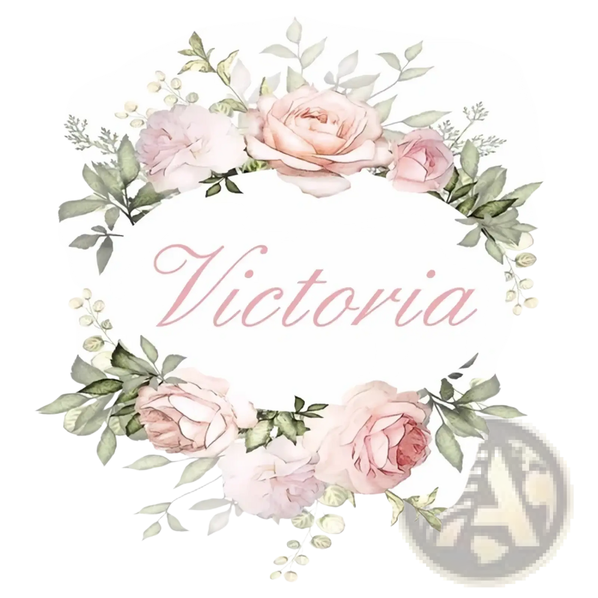 Personalized baby swaddle blanket fleece with a delicate watercolor floral wreath in soft pink and muted green hues