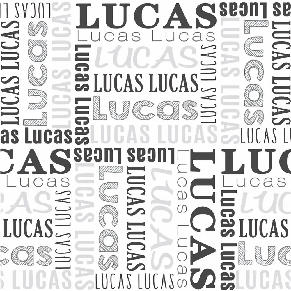 Personalized baby swaddle blanket fleece with black and gray lucas text pattern for newborns