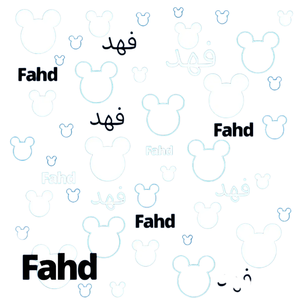 Personalized baby swaddle blanket fleece with blue background white mickey mouse heads and name fahd in black text