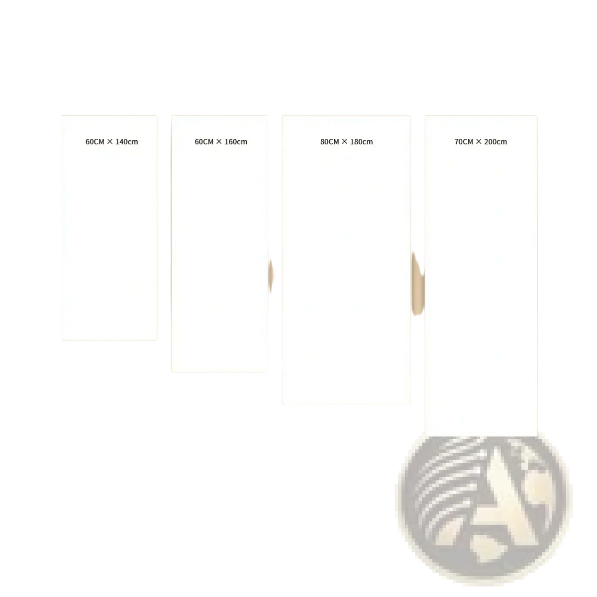 Four white rectangular fabric canvas panels with printed dimensions for personalized wedding welcome sign banner