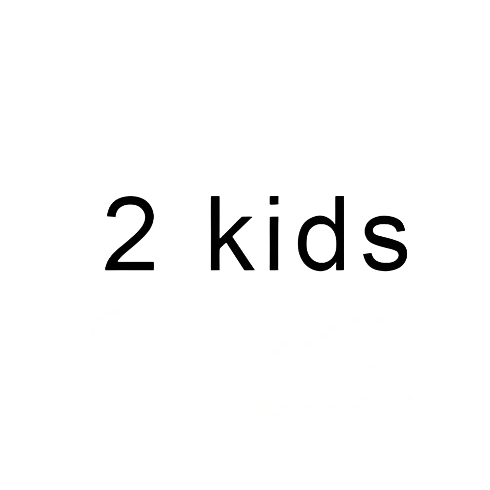 Personalized family keychain with custom engraved black text reading 2 kids on a white background