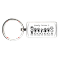 Silver rectangular personalized acrylic keychain with family illustration and family forever inscription