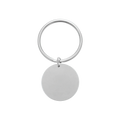 Silver circular personalized fingerprint QR code keychain with smooth polished metal disc hanging from sleek ring