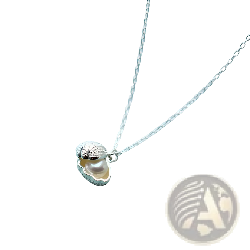 Personalized S925 silver shell and pearl pendant necklace with open shell design revealing a lustrous pearl inside