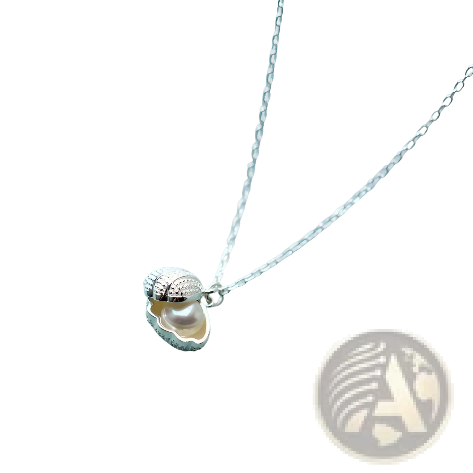 Personalized S925 silver shell and pearl pendant necklace with open shell design revealing a lustrous pearl inside