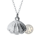 Personalized s925 silver shell and pearl pendant necklace with textured perforated silver seashell on matching chain
