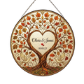Personalized tree of life stained glass wedding gift featuring a heart-shaped autumn tree with birds and names olivia and james