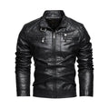 Men’s quilted black faux leather biker jacket with quilted shoulder panels silver zippers and pockets