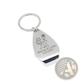 Silver teardrop personalized wedding bottle opener keychain with engraved stick-figure couple and date in bulk